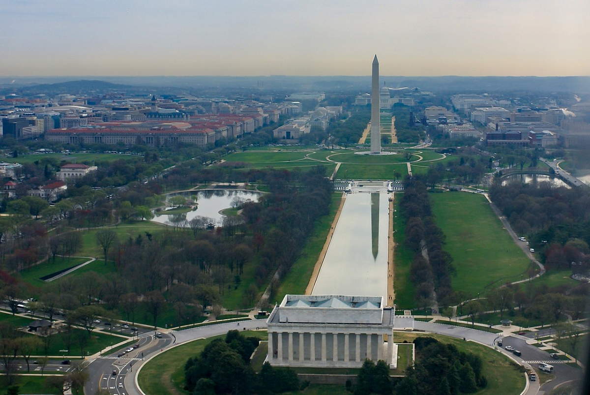 aerial view national mall washington dc