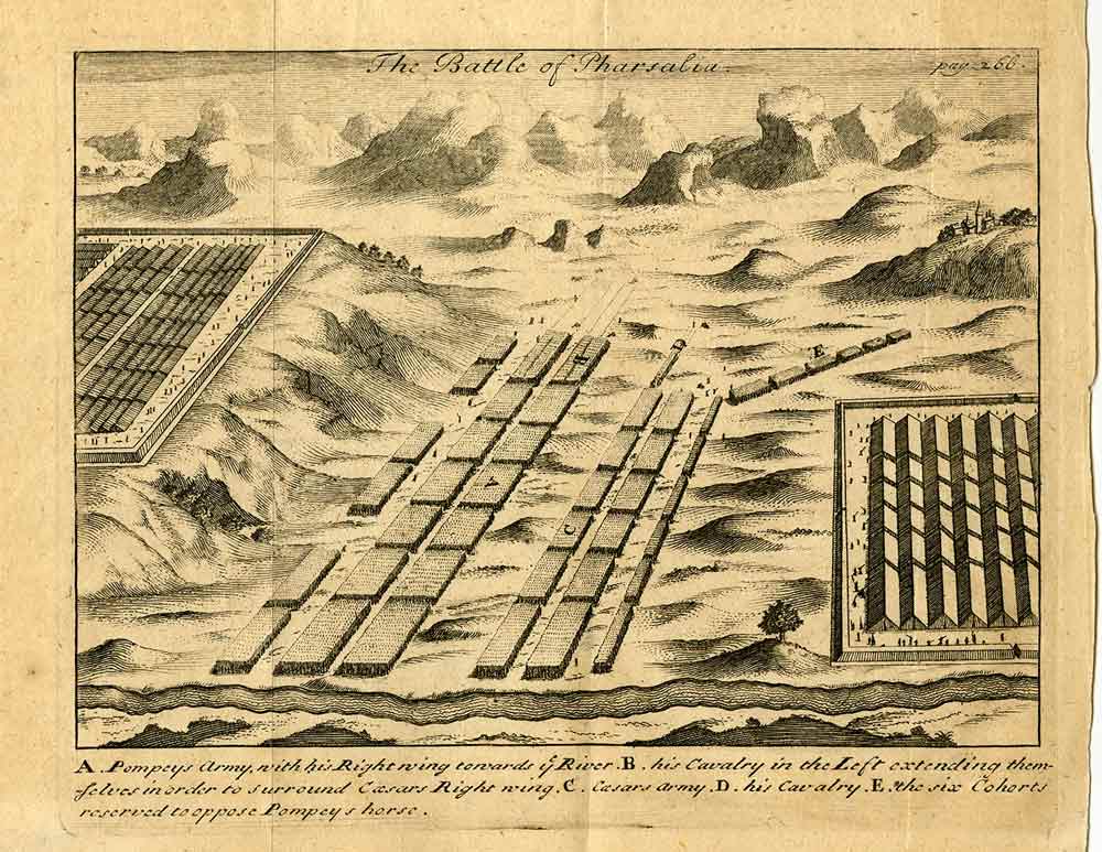 antique print of the battle of pharsalus c1820