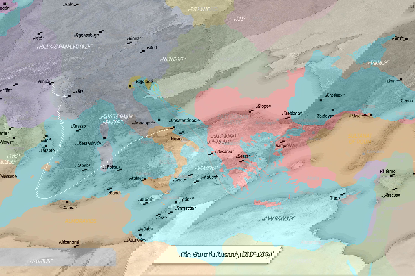 Map: Fourth Crusade (1202-1204)