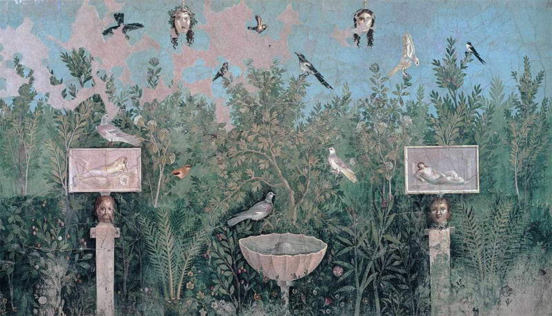 A garden panel from the House of the Golden Bracelet, via Bridgeman Images
