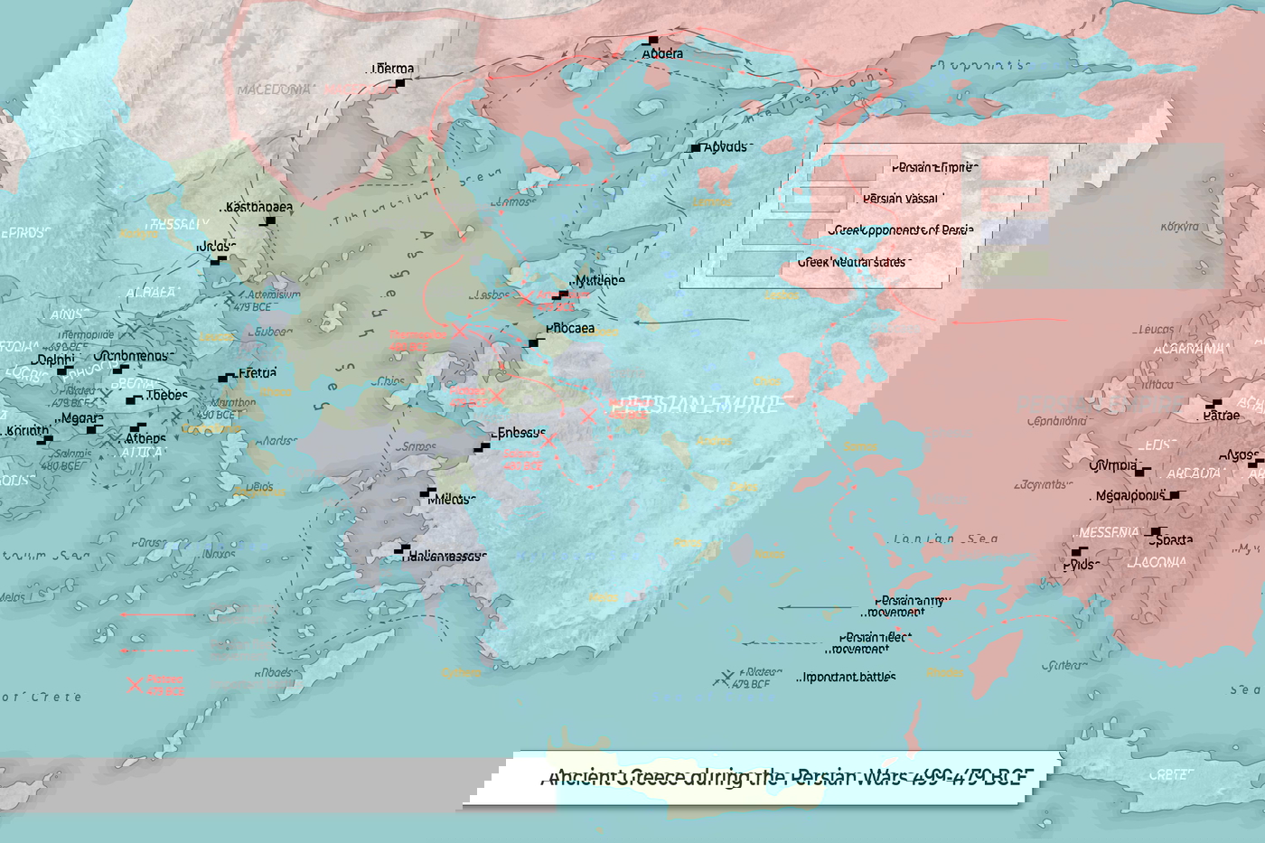 Map of the Greco-Persian Wars