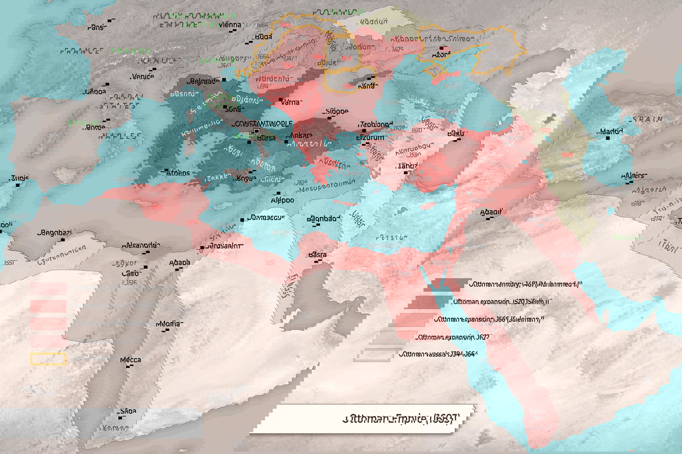 Map of the Ottoman Empire at Its Peak (1683 CE)