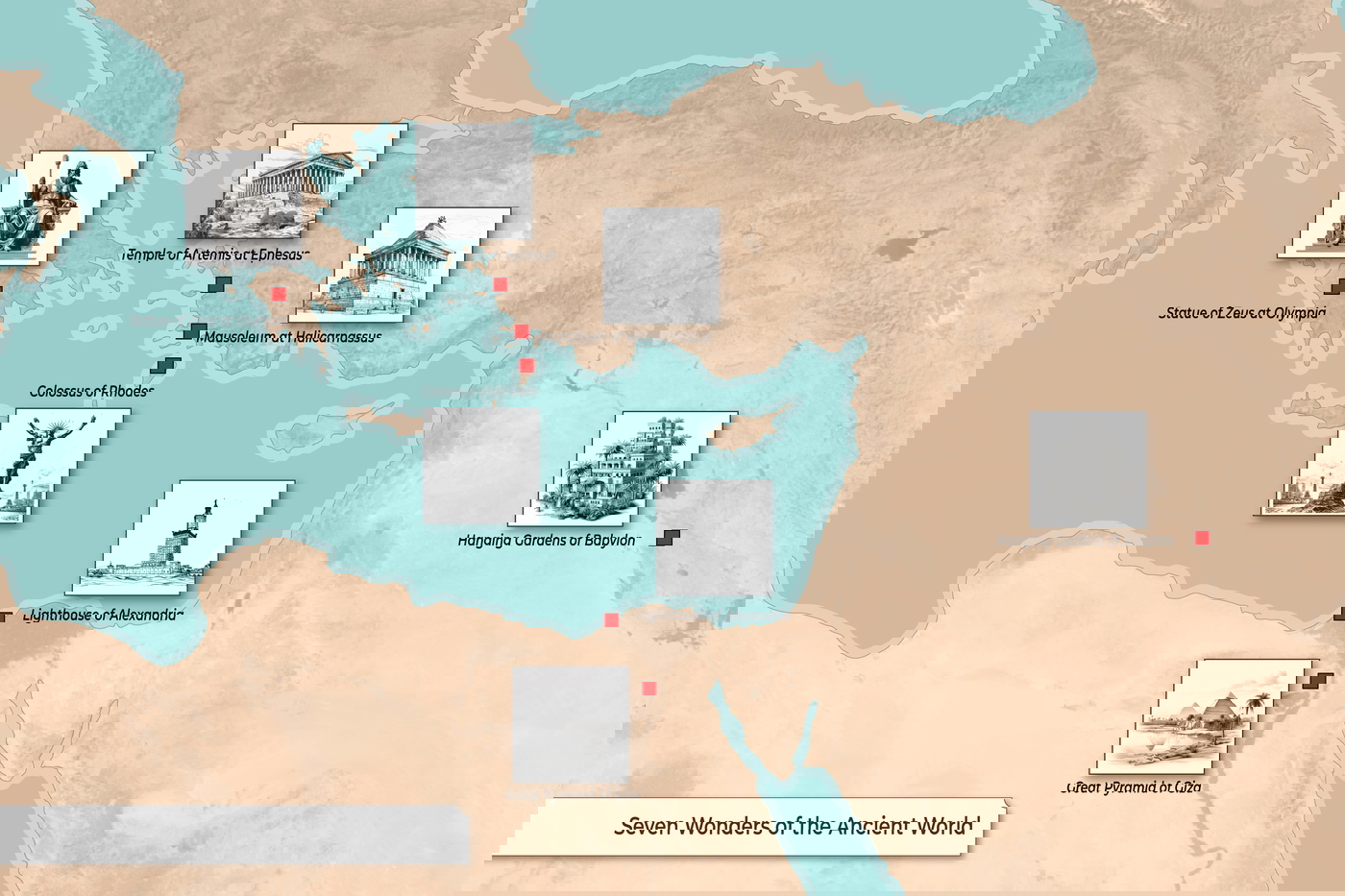 Map of the Seven Wonders of the Ancient World
