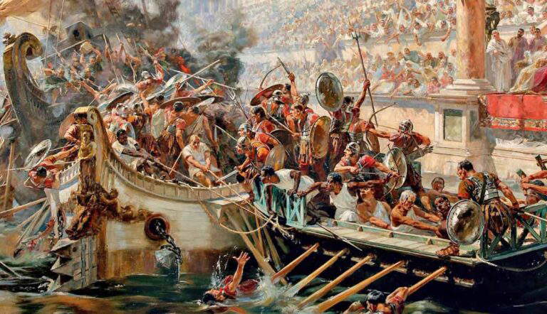 naumachia gladiatorial naval battles ancient rome