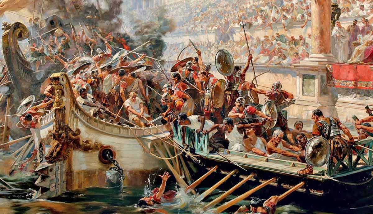 naumachia gladiatorial naval battles ancient rome