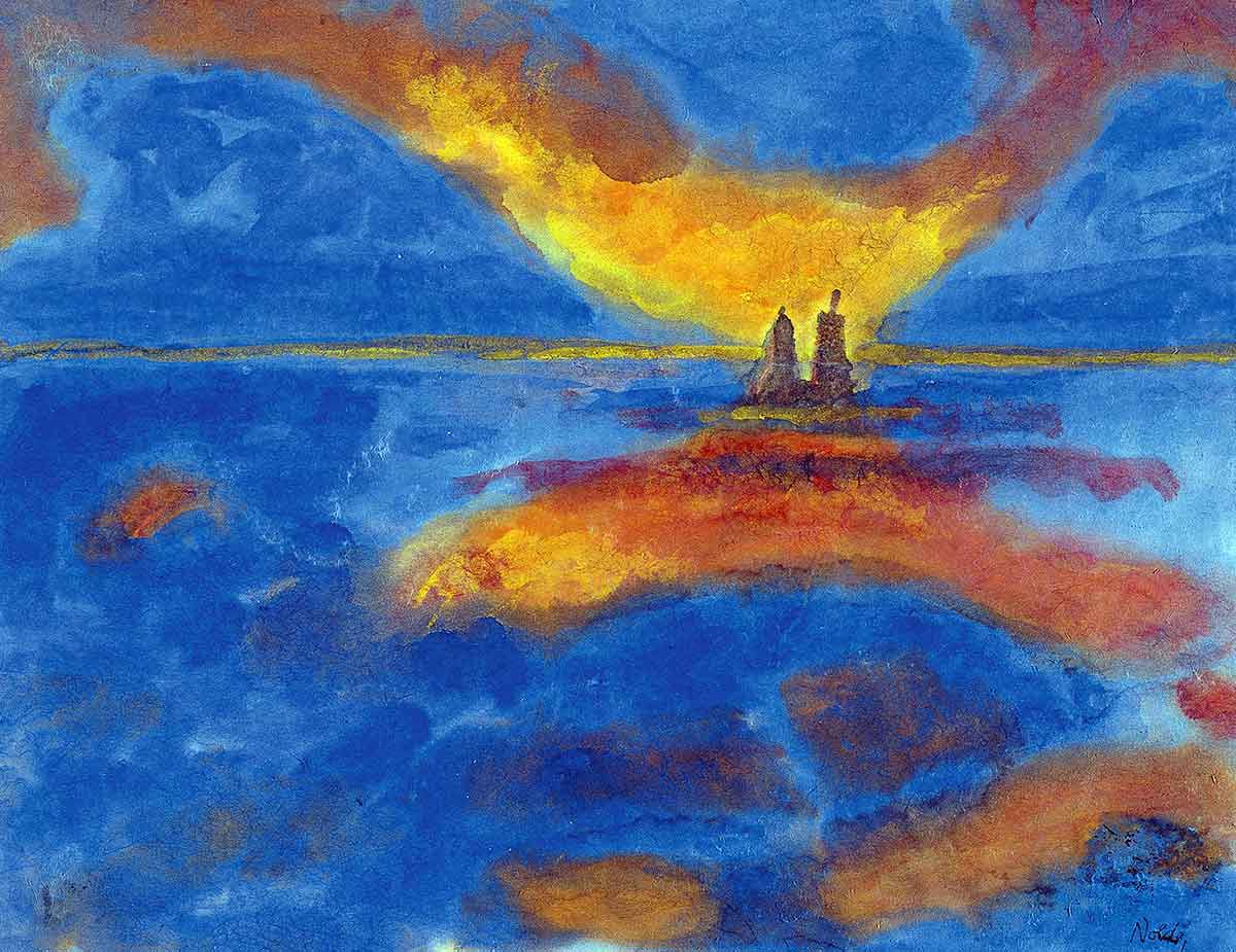 nolde red clouds watercolor
