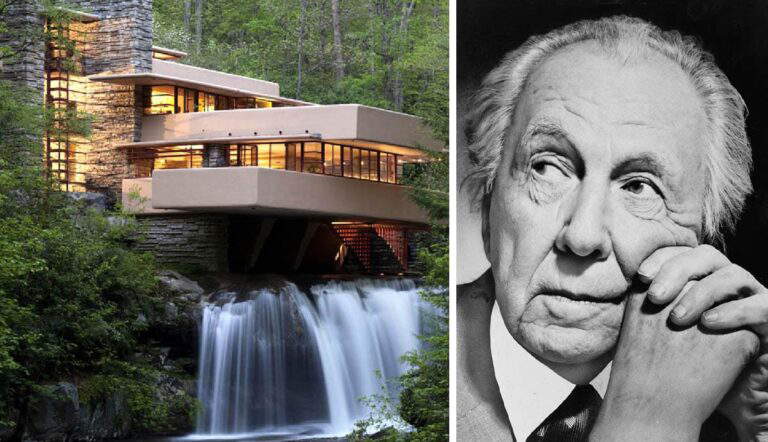 portrait frank lloyd wright with house pennsylvania