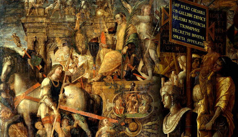 roman triumph mantegna standards caesar chariot painting
