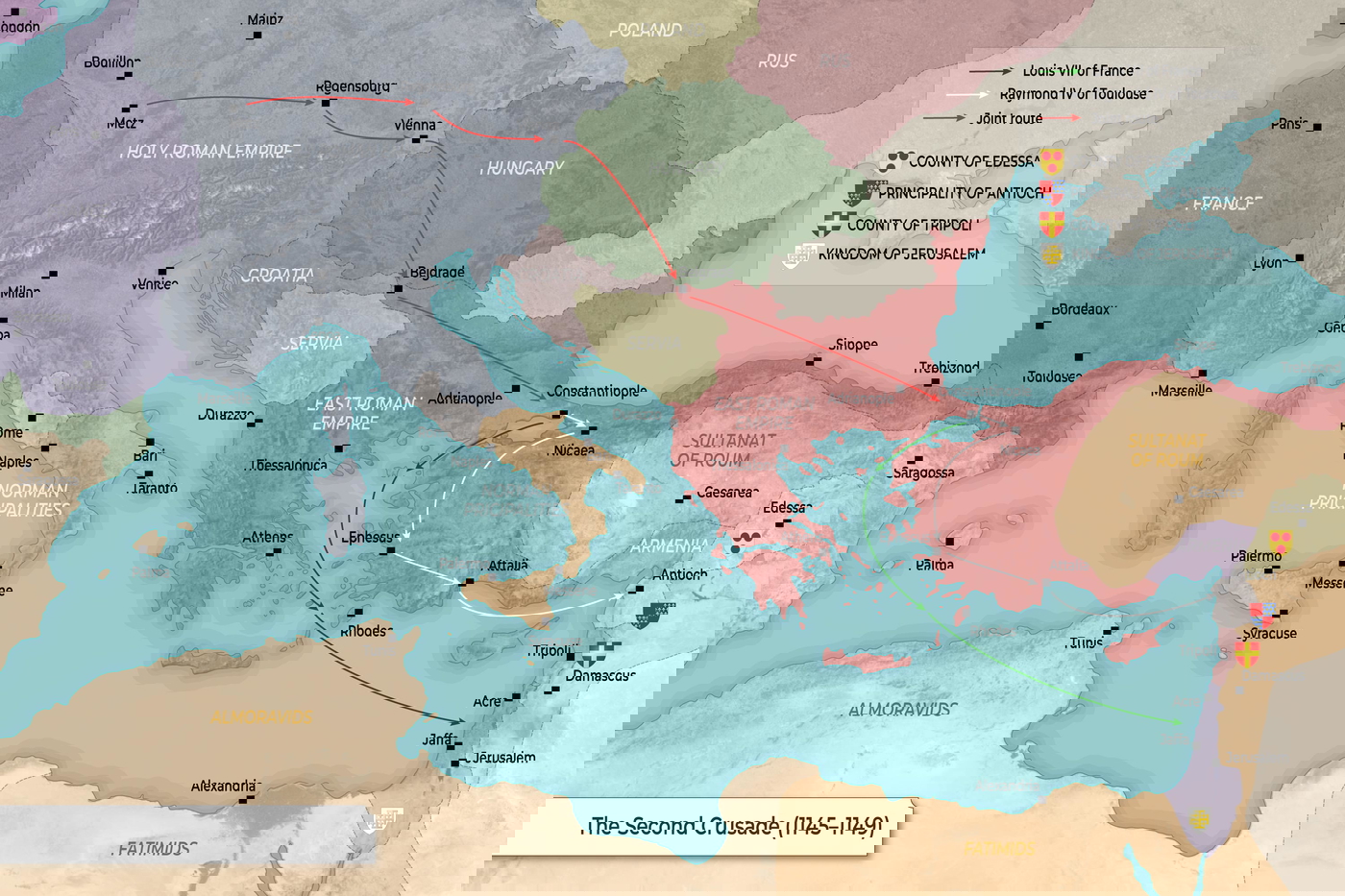 Map: Second Crusade (1145-1149)