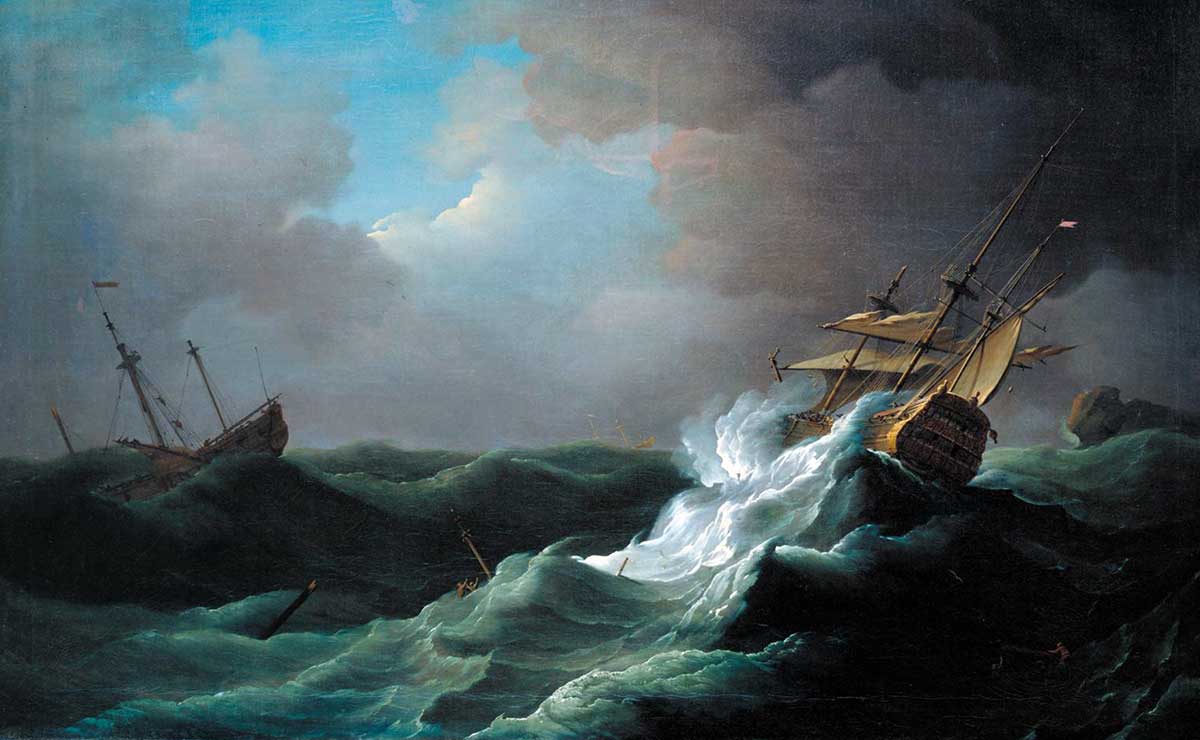 ships distress storm sky ocean tempest water