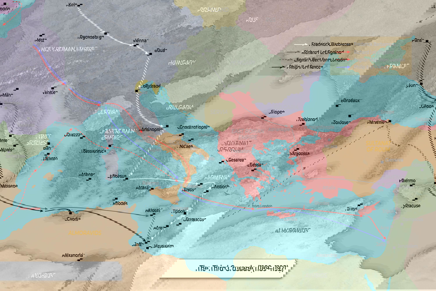 Map: Third Crusade (1189-1192)