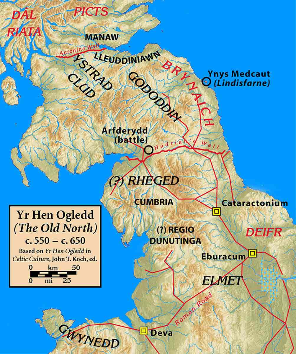 urien rheged kingdom map britons