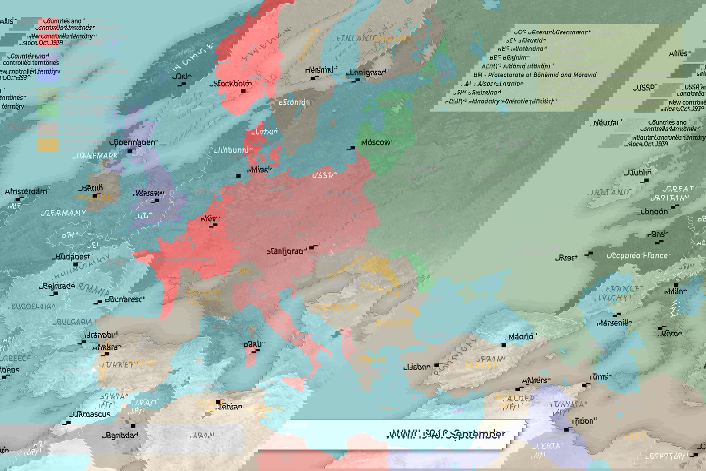 Map: World War II (September 1940)