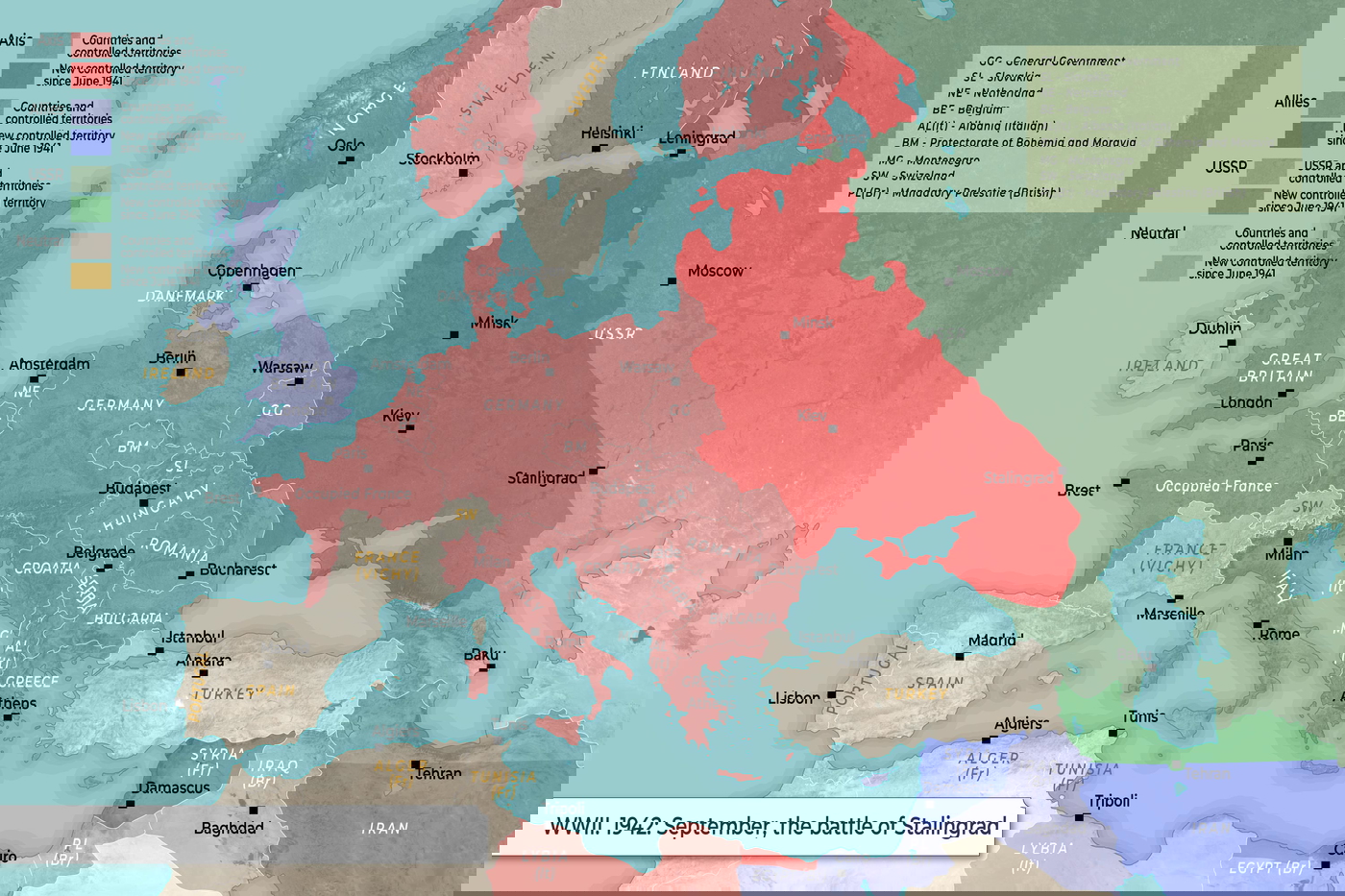 Map: World War II (September 1942)